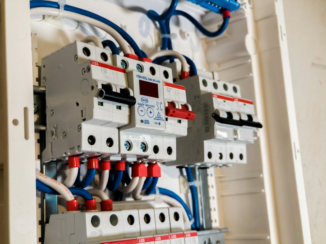 A neat modern switchboard with safety switches