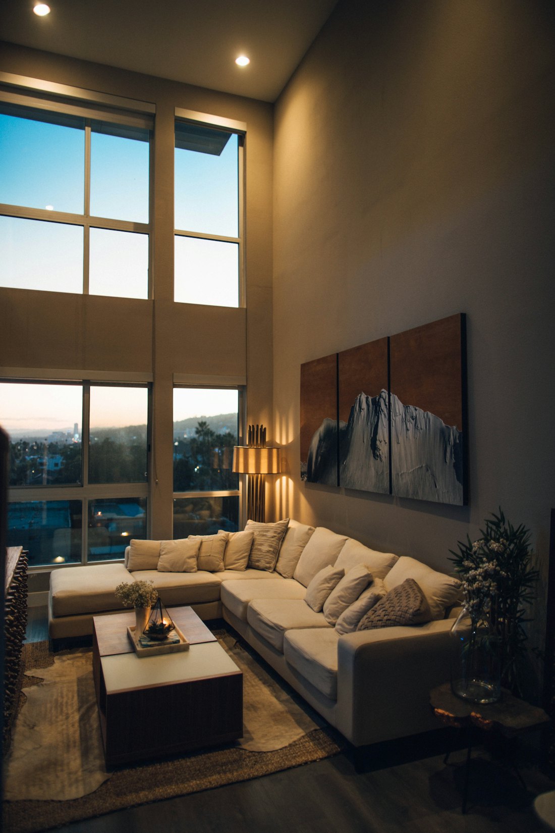 Living room lit for the evening