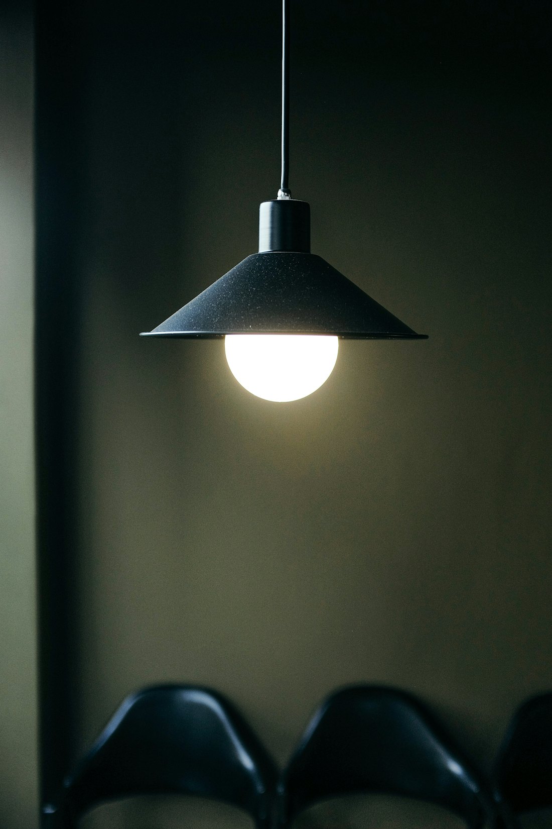 Black cone pendant lights (pair)