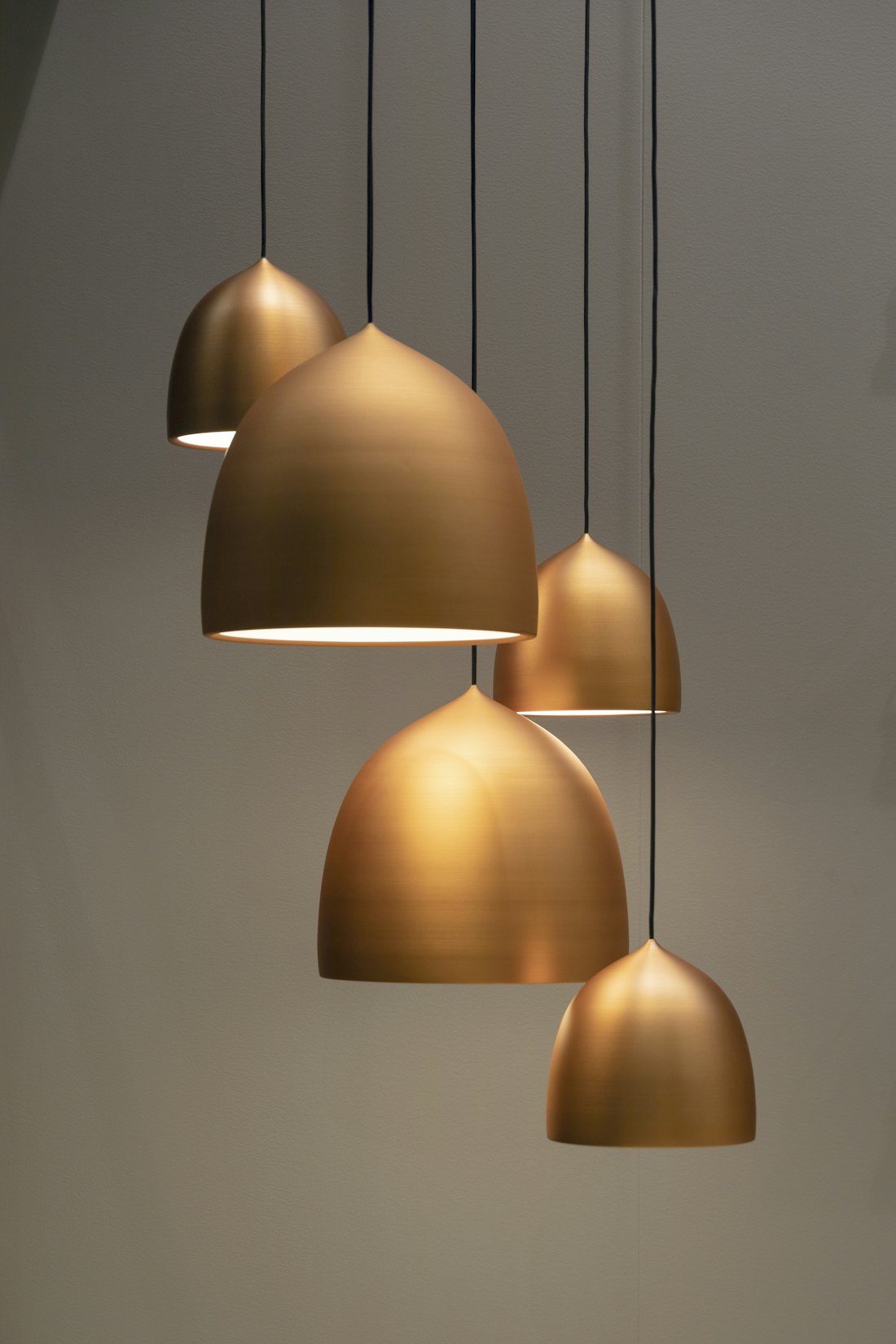 Copper dome pendant light
